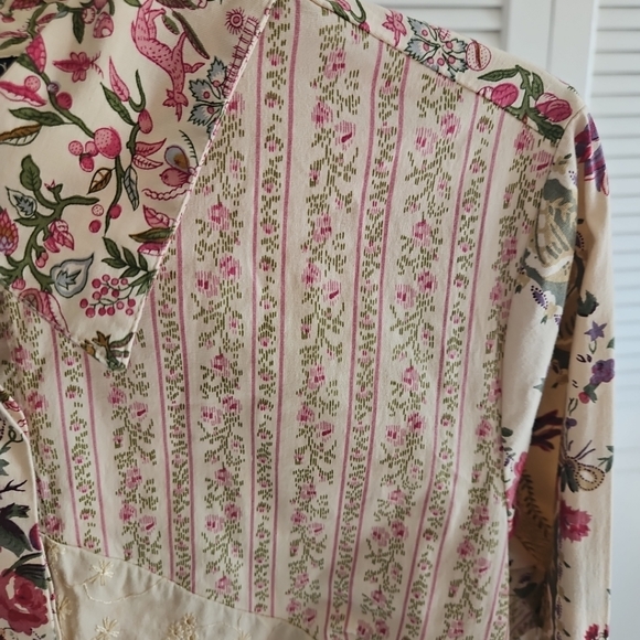 Denim & Co Vintage Floral Printed Button Up Top Sz M Career Romantic Cottagecore - Picture 3 of 10